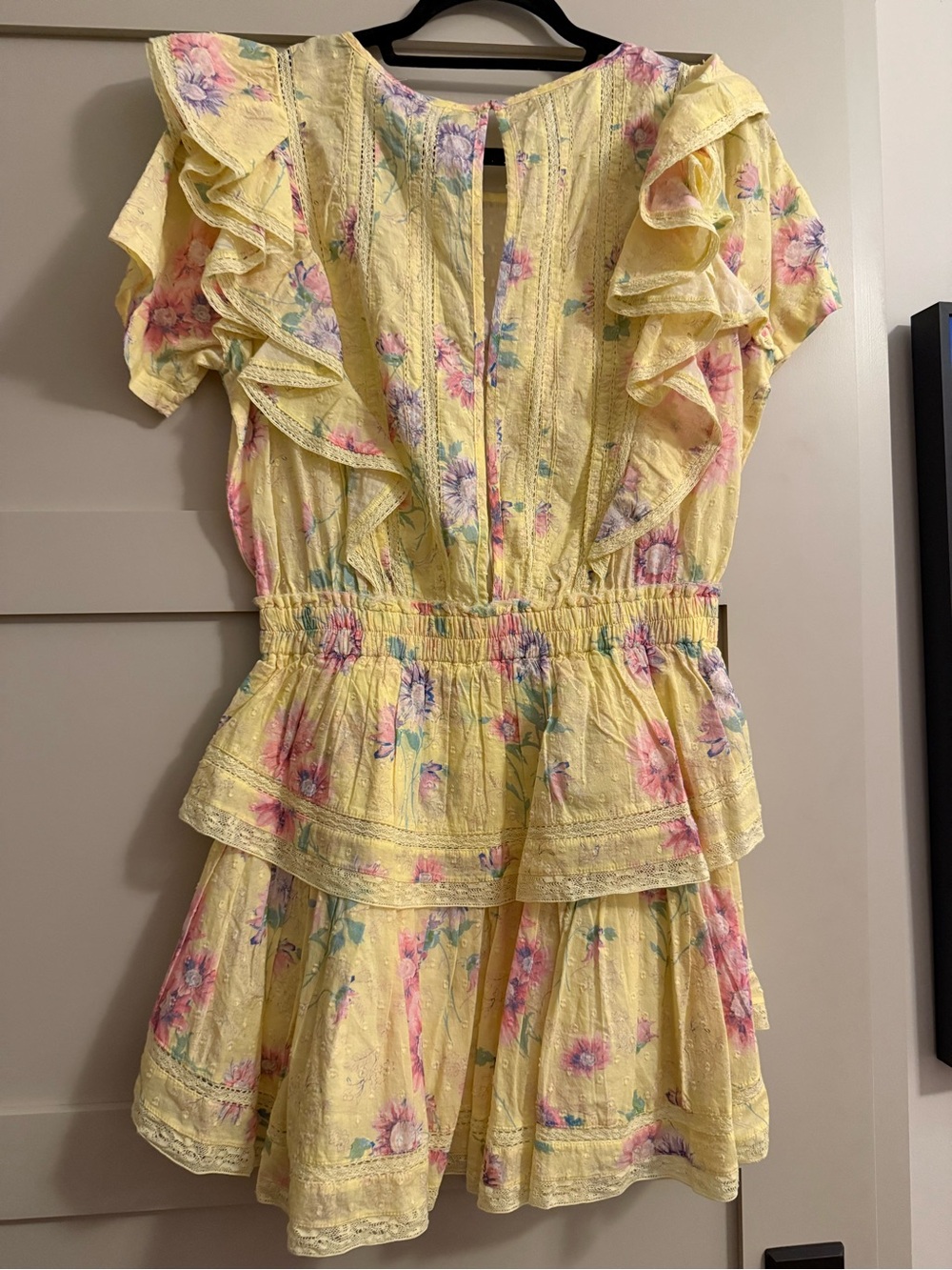 LoveShackFancy Yellow Floral Ruffle Mini Dress - Picture 4 of 6